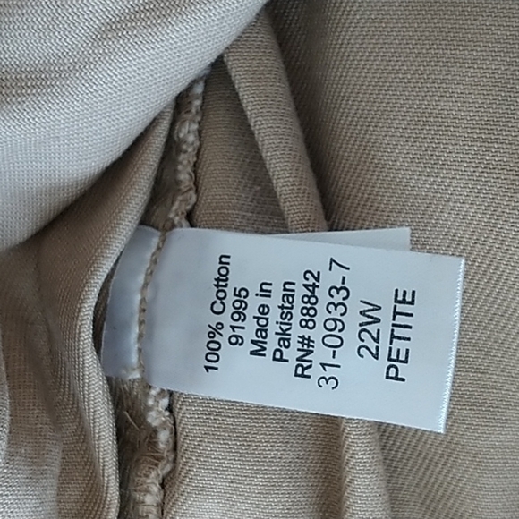 Woman Within Elastic Waist Pull On Khaki Pants 22W Petite - Picture 8 of 9